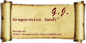 Gregorovics Jenő névjegykártya